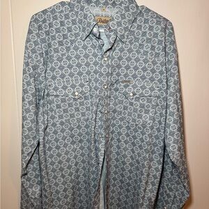 Rafter C Blue Patterned Pearl Snap Shirt